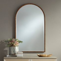 Best deal 🔔 Uttermost Arch Top Vanity Decorative Wall Mirror Modern Gleaming Gold Metal Frame Beveled 24" Wide Bathroom Bedroom Living Room ✨