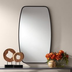 Budget ๐ Uttermost Rectangular Vanity Decorative Wall Mirror Modern Black Curved Thin Metal Frame 26 3/4" Wide Bathroom Bedroom Living Room ๐ฏ