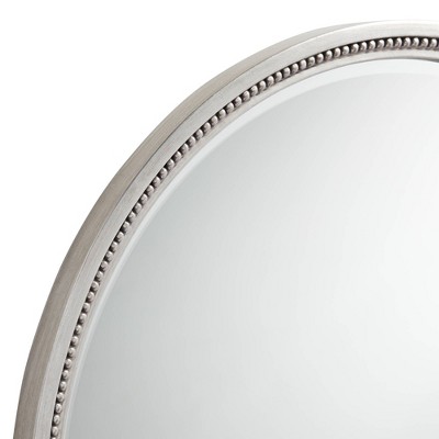 Hot Sale π Noble Park Round Vanity Decorative Wall Mirror Modern Silver Beaded Trim Wood Finish Frame Beveled 32 3/4" Wide for Bedroom Living Room π - Image 2
