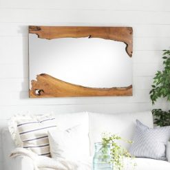 Discount 🥰 Olivia & May Rustic Wood Rectangle Decorative Wall Mirror - Olivia & May ⭐
