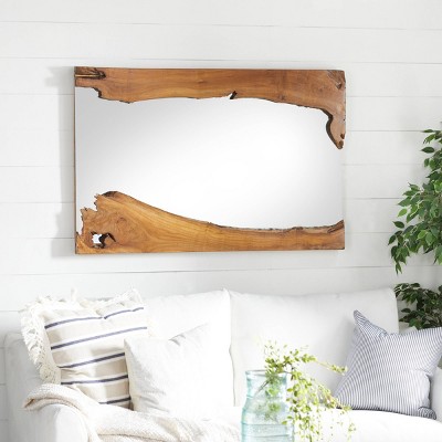 Discount π₯° Olivia & May Rustic Wood Rectangle Decorative Wall Mirror - Olivia & May β