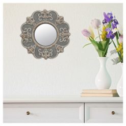 Flash Sale ๐ CKK Home Decor 8" Ceramic Wall Mirror with Decorative Details Matte Gray - Stonebriar Collection ๐
