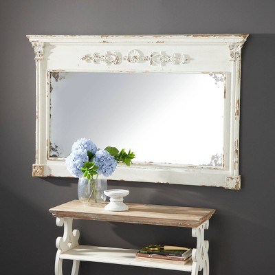 Outlet β Olivia & May 59" x 36" Large Rectangular Antique Wood Vintage Wall Mirror White - Olivia & May π