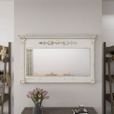 Outlet β Olivia & May 59" x 36" Large Rectangular Antique Wood Vintage Wall Mirror White - Olivia & May π - Image 6