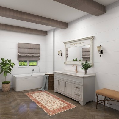 Outlet β Olivia & May 59" x 36" Large Rectangular Antique Wood Vintage Wall Mirror White - Olivia & May π - Image 9