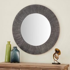 Wholesale 🔥 Olivia & May 35" Contemporary Round Metal Wall Mirror Gray - Olivia & May ⌛
