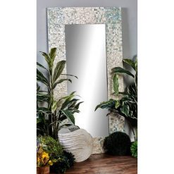 Discount 😀 Olivia & May 71" x 36" Coastal Wood and Mussel Shell inlaid Wall Mirror - Olivia & May 🛒