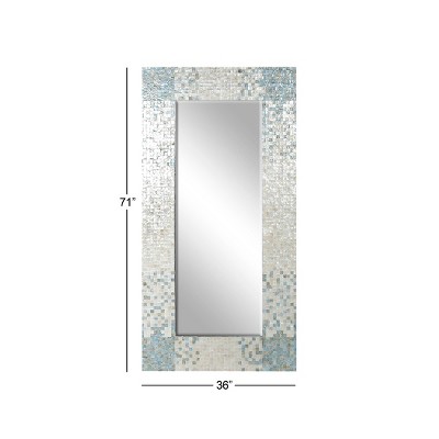 Discount π Olivia & May 71" x 36" Coastal Wood and Mussel Shell inlaid Wall Mirror - Olivia & May π - Image 2