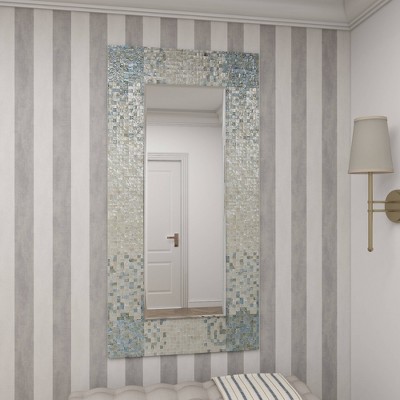 Discount π Olivia & May 71" x 36" Coastal Wood and Mussel Shell inlaid Wall Mirror - Olivia & May π - Image 3