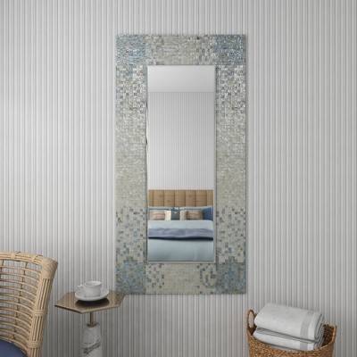 Discount π Olivia & May 71" x 36" Coastal Wood and Mussel Shell inlaid Wall Mirror - Olivia & May π - Image 5