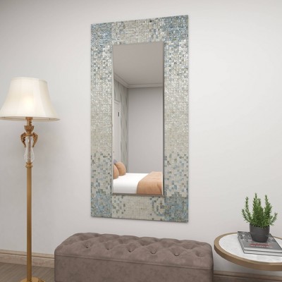 Discount π Olivia & May 71" x 36" Coastal Wood and Mussel Shell inlaid Wall Mirror - Olivia & May π - Image 6