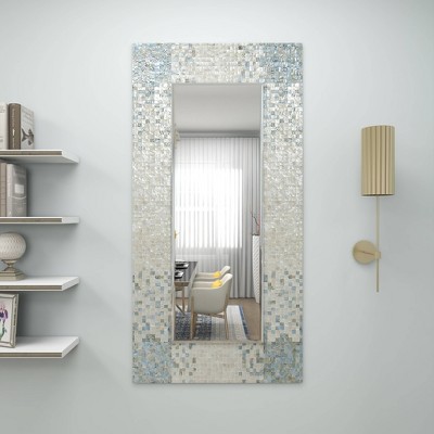 Discount π Olivia & May 71" x 36" Coastal Wood and Mussel Shell inlaid Wall Mirror - Olivia & May π - Image 7