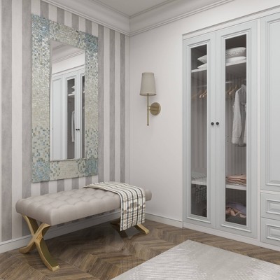 Discount π Olivia & May 71" x 36" Coastal Wood and Mussel Shell inlaid Wall Mirror - Olivia & May π - Image 8