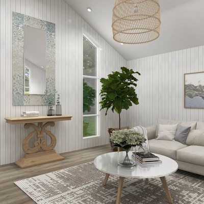 Discount π Olivia & May 71" x 36" Coastal Wood and Mussel Shell inlaid Wall Mirror - Olivia & May π - Image 9