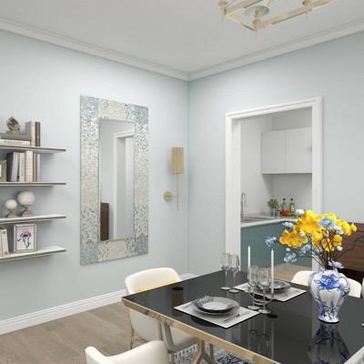 Discount π Olivia & May 71" x 36" Coastal Wood and Mussel Shell inlaid Wall Mirror - Olivia & May π - Image 12