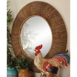 Brand new 👍 Olivia & May Coastal Rattan Decorative Wall Mirror Brown - Olivia & May 🤩