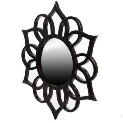 Budget 🔥 17.25"x20" Black Round Ornate Accent Mirror Black - Patton Wall Decor 😍