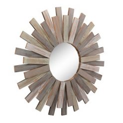 Best deal ✨ 31.3" x 31.3" Wooden Sunburst Wall Mirror Brown - Stonebriar Collection 🔥