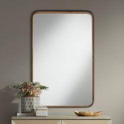Best Sale ๐ Uttermost Rectangular Vanity Decorative Wall Mirror Modern Gold Black Iron Frame Beveled Glass 24" Wide for Bathroom Bedroom Home ๐คฉ