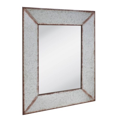 Best reviews of βοΈ 28" x 22" Rectangular Galvanized Metal Wall Hanging Mirror Silver - Stonebriar Collection π