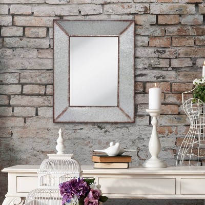 Best reviews of βοΈ 28" x 22" Rectangular Galvanized Metal Wall Hanging Mirror Silver - Stonebriar Collection π - Image 4