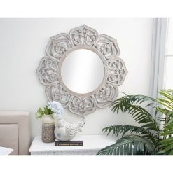 Budget ⌛ Olivia & May Farmhouse Wood Decorative Wall Mirror White - Olivia & May 🔔