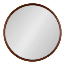 Hot Sale 👏 Kate & Laurel All Things Decor 30" McLean Round Wall Mirror Walnut Brown - Kate & Laurel All Things Decor 😍