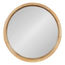 Budget 💯 Kate & Laurel All Things Decor 22" x 22" Hutton Round Wood Wall Mirror Natural - Kate and Laurel 🛒