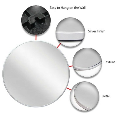 Top 10 π₯° Infinity Instruments 20082SV Plata 21 Inch Round Hanging Wall Mounted Decorative Mirror with Silver Matte Frame π - Image 3