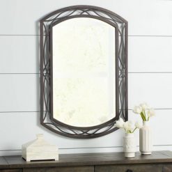 Best deal ⌛ Franklin Iron Works Rectangular Vanity Wall Mirror Vintage Woven Bronze Weave Metal Frame Beveled 24" Wide for Bathroom Bedroom ⭐