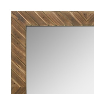 Cheapest ⭐ Wood Chevron Decorative Wall Mirror Brown - Stonebriar Collection 💯