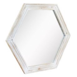 Best Sale 😍 Wooden Hexagon Decorative Wall Mirror White - Stonebriar Collection 🎁