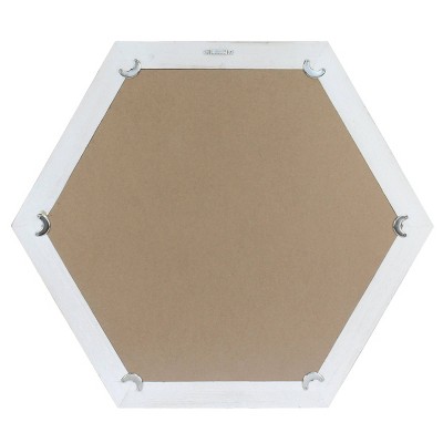 Best Sale π Wooden Hexagon Decorative Wall Mirror White - Stonebriar Collection π - Image 2