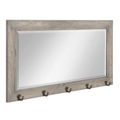 Best Pirce ✔️ 36" x 18" Pub Mirror with Metal Hooks Gray - DesignOvation 🌟