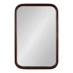 Outlet ⭐ Kate & Laurel All Things Decor 20" x 30" Hutton Wood Framed Radius Rectangle Decorative Wall Mirror Walnut Brown - Kate & Laurel All Things Decor ⌛