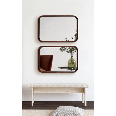 Outlet ⭐ Kate & Laurel All Things Decor 20" x 30" Hutton Wood Framed Radius Rectangle Decorative Wall Mirror Walnut Brown - Kate & Laurel All Things Decor ⌛ - Image 5