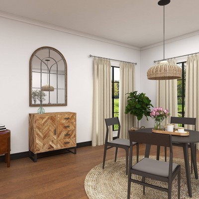 Promo β€οΈ Olivia & May 33" x 51" Wood Oversized Arched Window Wall Mirror Brown - Olivia & May π₯ - Image 8