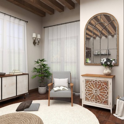 Promo β€οΈ Olivia & May 33" x 51" Wood Oversized Arched Window Wall Mirror Brown - Olivia & May π₯ - Image 11