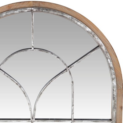 Promo β€οΈ Olivia & May 33" x 51" Wood Oversized Arched Window Wall Mirror Brown - Olivia & May π₯ - Image 13
