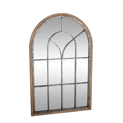 Promo β€οΈ Olivia & May 33" x 51" Wood Oversized Arched Window Wall Mirror Brown - Olivia & May π₯ - Image 14