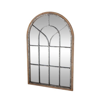 Promo β€οΈ Olivia & May 33" x 51" Wood Oversized Arched Window Wall Mirror Brown - Olivia & May π₯ - Image 15