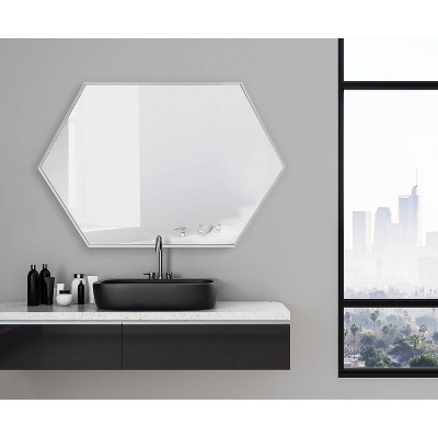 Budget 𧨠Kate & Laurel All Things Decor 24.7" x 36.7" Rhodes Hexagon Wall Mirror Silver - Kate & Laurel All Things Decor π - Image 4