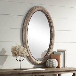Flash Sale 💯 Noble Park Oval Vanity Decorative Wall Mirror Rustic Natural Wood Frame Beaded Trim 23 1/2" Wide for Bathroom Bedroom Living Room ✨