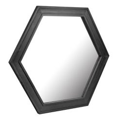 Discount ⭐ Wooden Hexagon Decorative Wall Mirror Black - Stonebriar Collection 💯