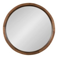Best Pirce ⭐ Kate & Laurel All Things Decor 22" x 22" Hutton Round Wood Wall Mirror Rustic Brown - Kate and Laurel ✨
