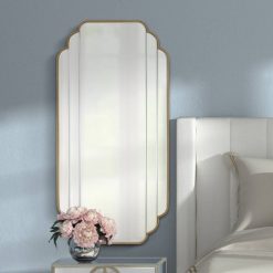 Flash Sale 😉 Noble Park Rectangular Vanity Accent Wall Mirror Modern Brush Gold Frame Beveled 23 1/2" Wide for Bathroom Bedroom Living Room 🤩