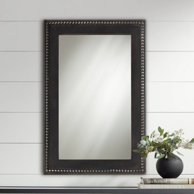 Cheapest β Noble Park Rectangular Vanity Accent Wall Mirror Modern Beaded Border Black Wood Frame 24" Wide for Bathroom Bedroom Living Room π₯°