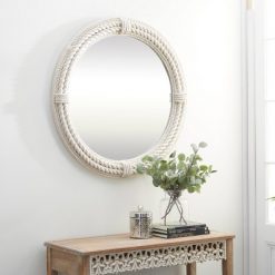 Cheapest ❤️ Olivia & May Coastal Wood Round Wall Mirror - White - Olivia & May 🔔