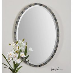 Hot Sale ✨ Oval Paredes Mosaic Decorative Wall Mirror Gray - Uttermost 💯
