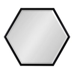 Deals 🤩 Kate & Laurel All Things Decor 30" x 35" Calder Hexagon Wall Mirror Black - Kate & Laurel All Things Decor 😀